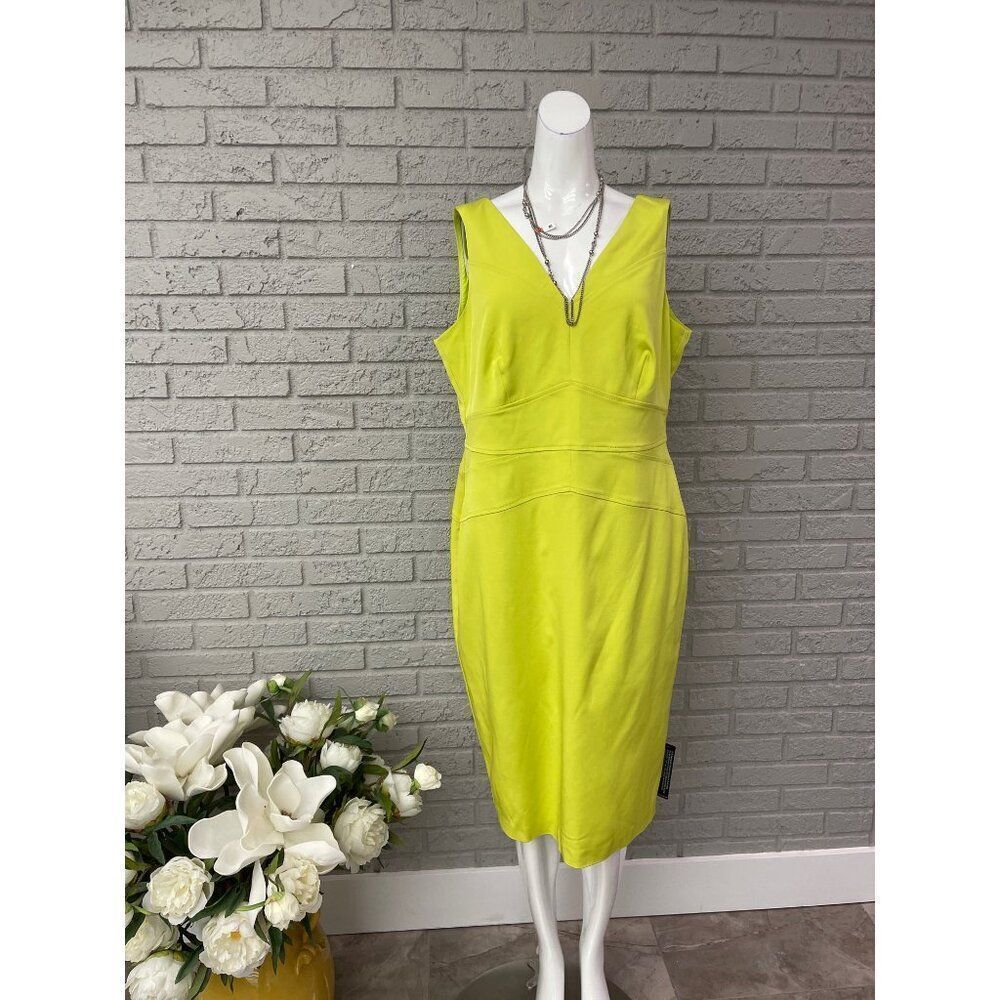 Per Una Speziale Women Sleeveless V-Neck Paneled Sheath Dress Size 12 - Picture 3 of 11